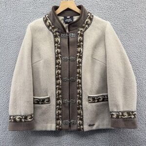 Fjord Fashion Jacket Womens 40 Beige Pure New Wool Made in Norway Metal Clasps